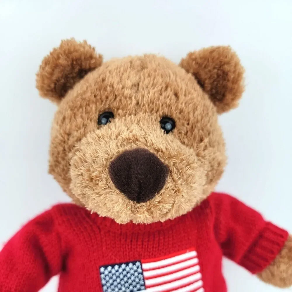 Saks Commonwealth Carson Pirie Scott Teddy Bear Brown 12 in Red Sweater Flag